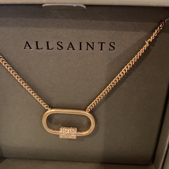 NWT All Saints Bave Carabiner Pendant Necklace - Picture 2 of 5